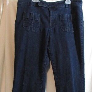 ANN TAYLOR LOFT JEANS DENIM SIZE 12 FLARE DARK WASH PANTS BUSINESS CASUAL